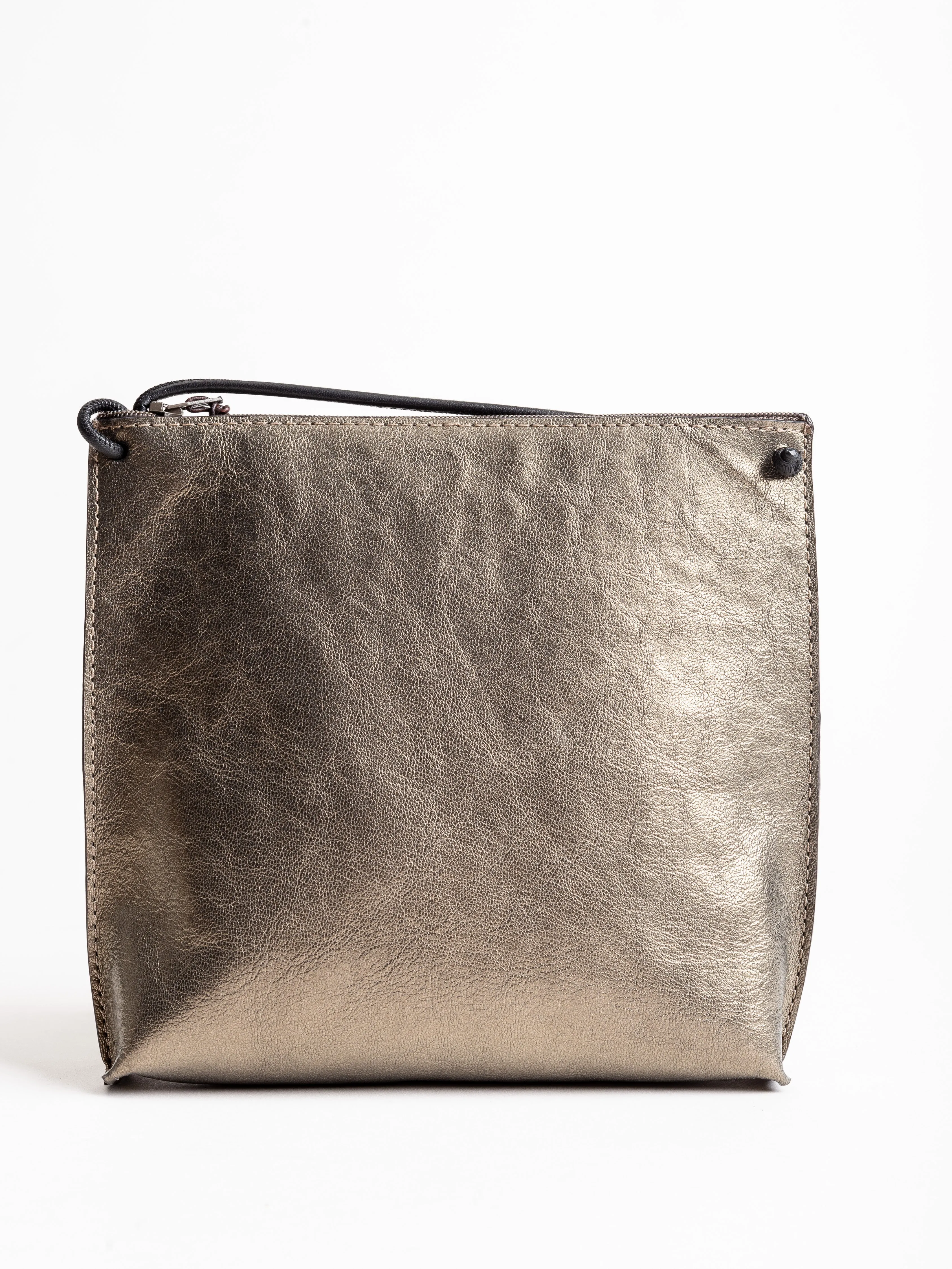 strappy pouch -  brass french goat