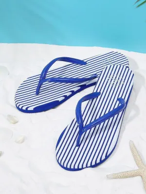 Striped Design Toe Post Slippers