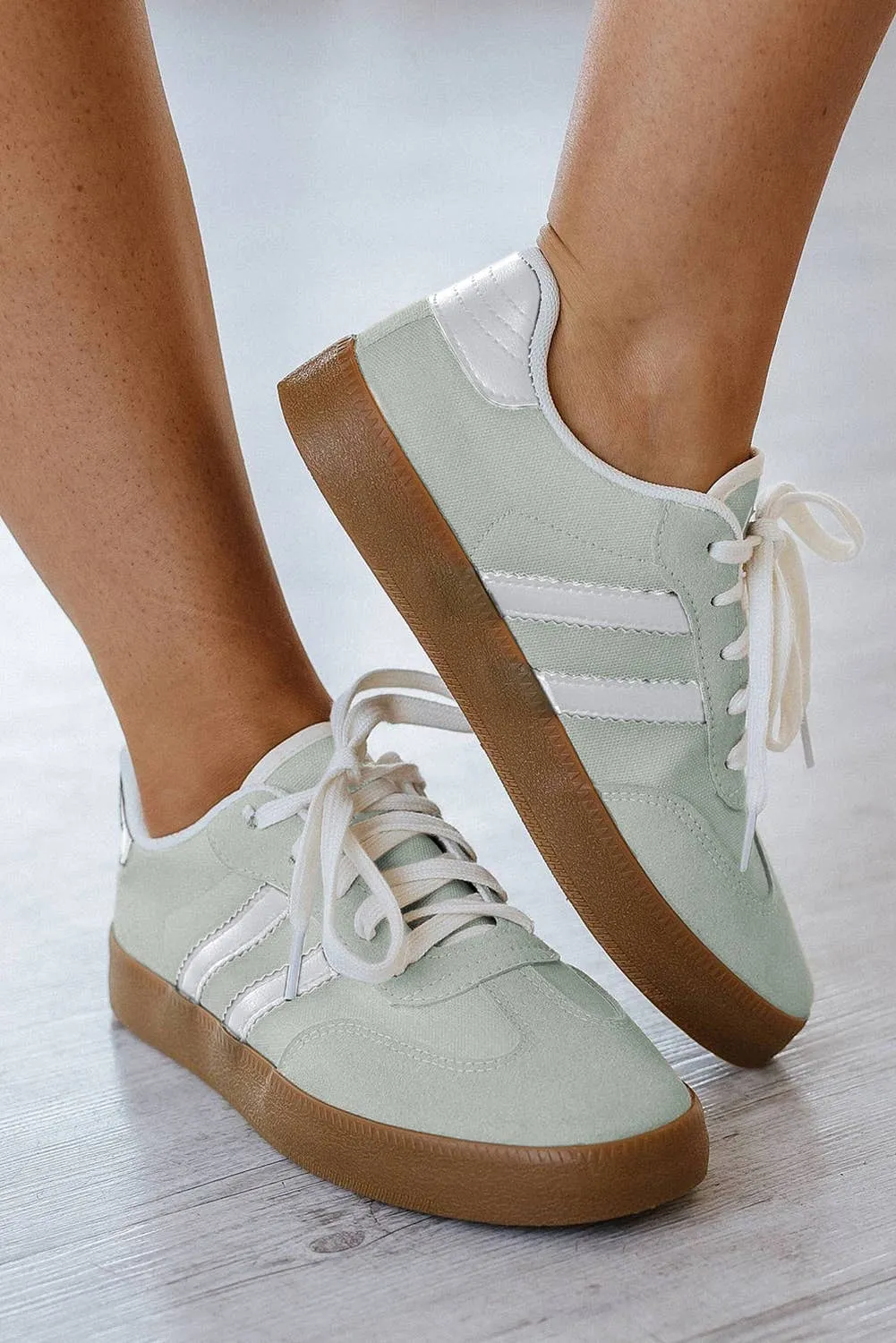 Striped Lace-Up Sneakers