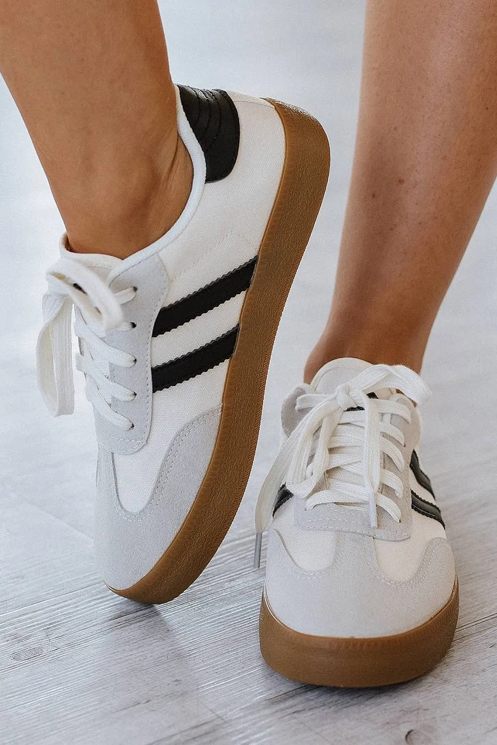 Striped Lace-Up Sneakers