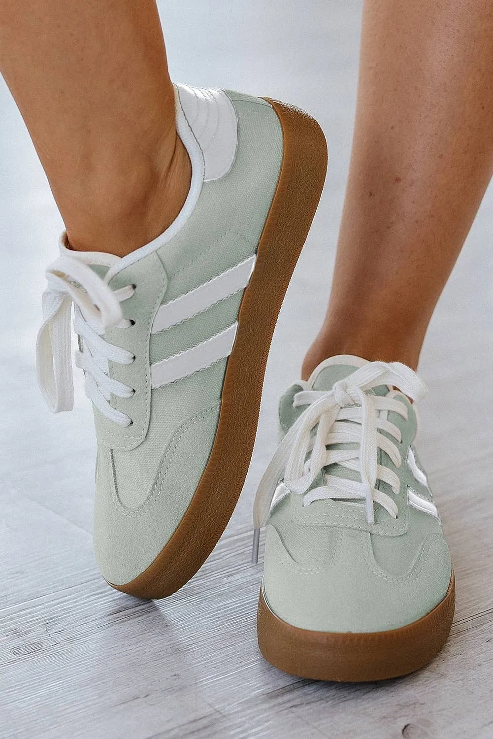 Striped Lace-Up Sneakers