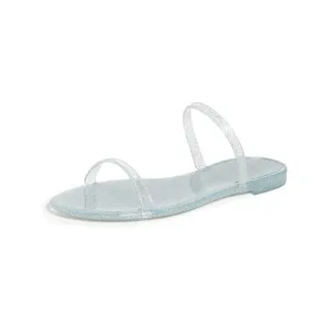 STUART WEITZMAN Womens Gray Glitter Sawyer Round Toe Slip On Jelly 5 B