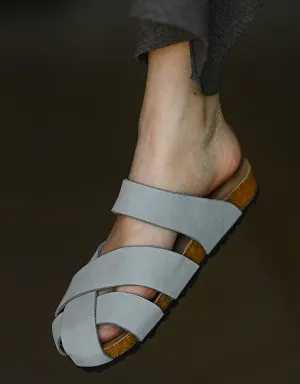 Summer Comfortable Leather Strappy Clogs Slippers