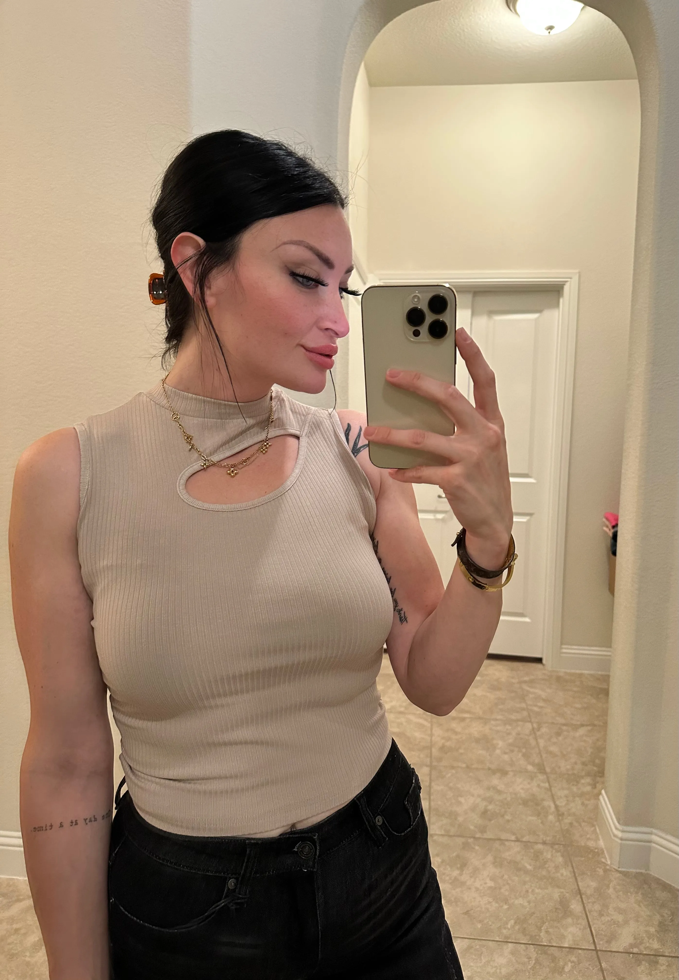 Tan Open Neck Crop