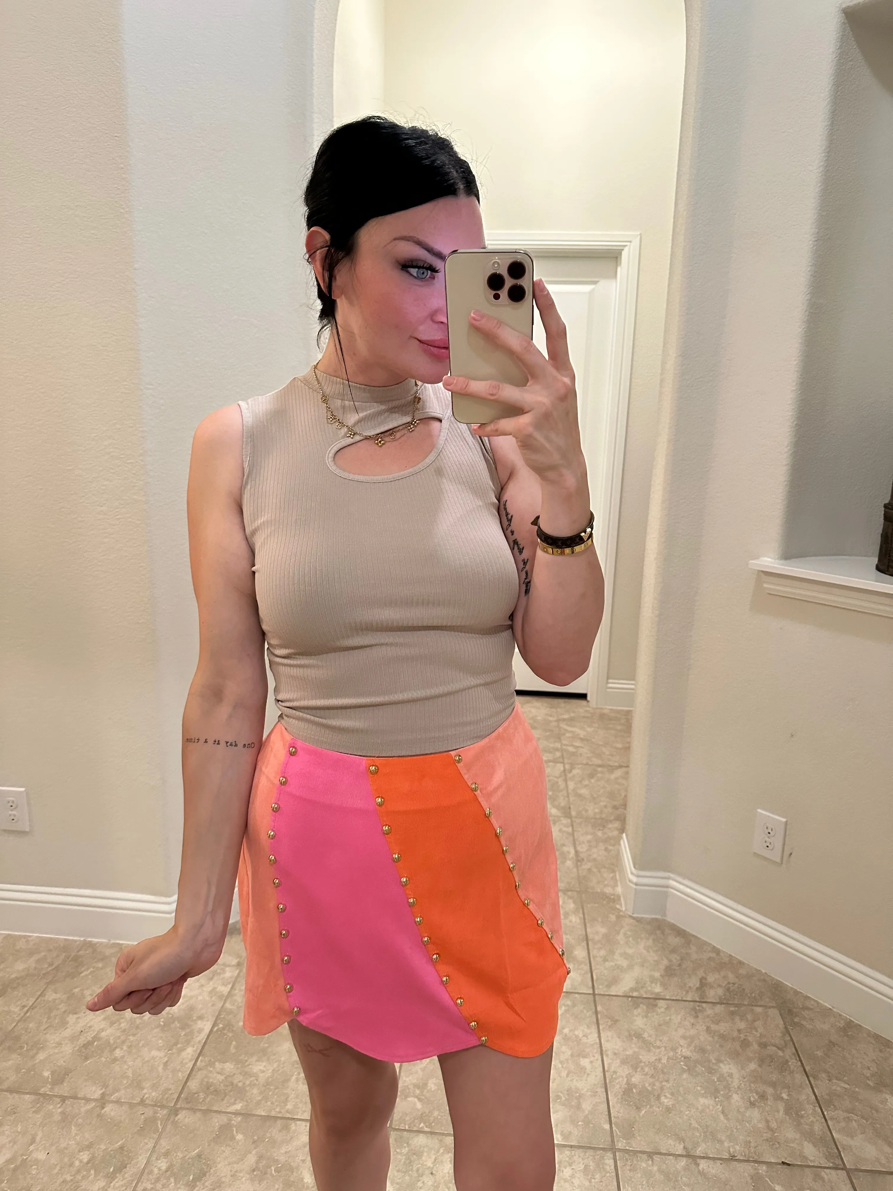 Tan Open Neck Crop
