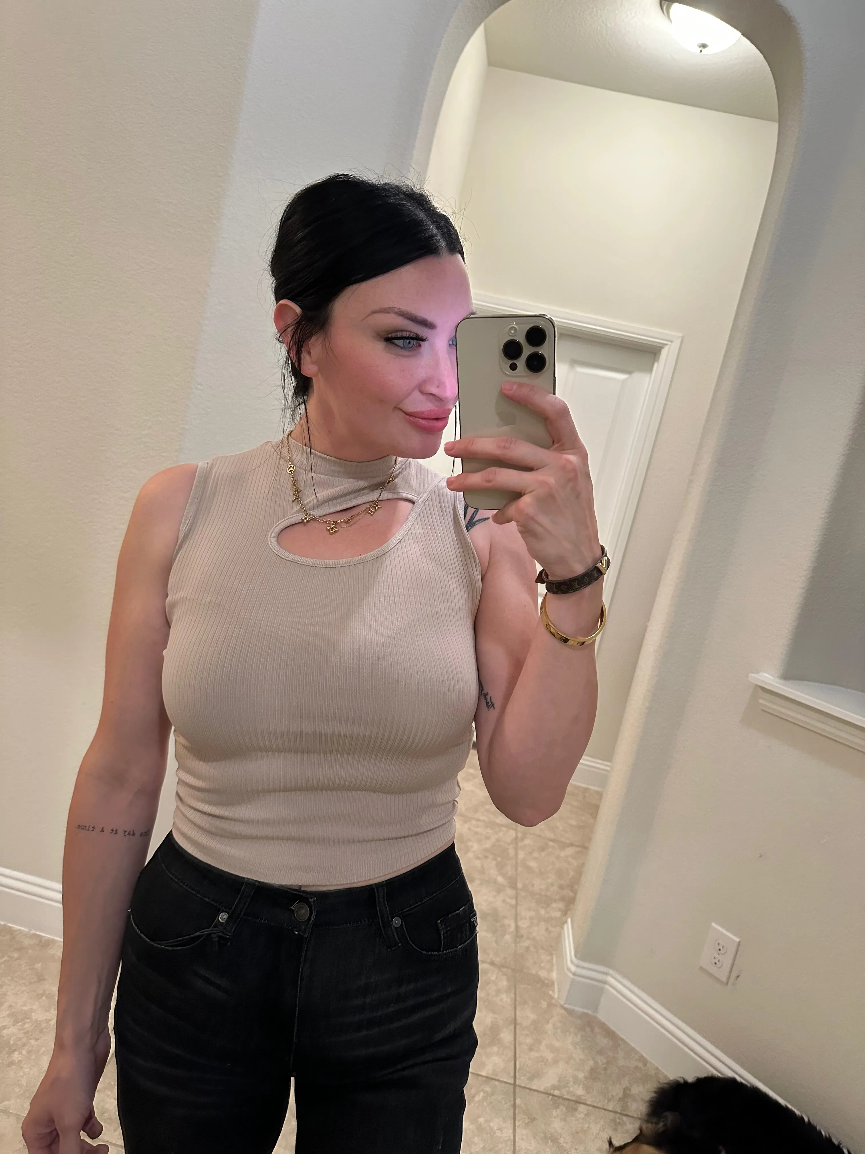 Tan Open Neck Crop