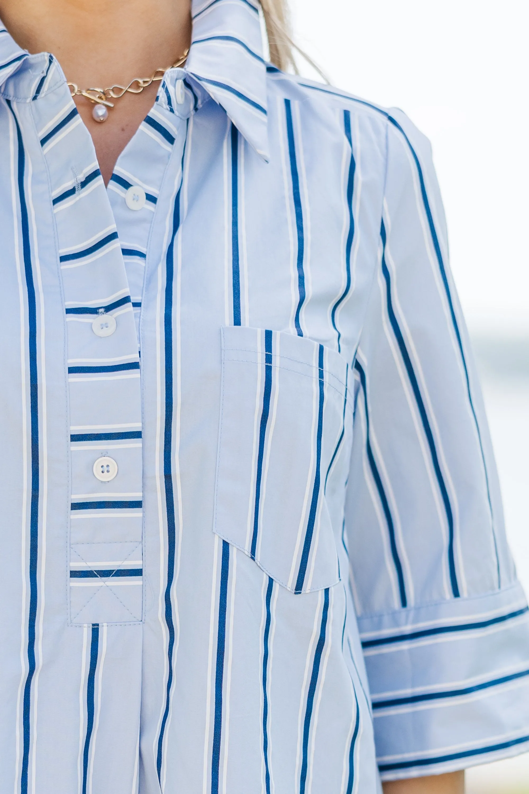 The Genuine Light Blue Striped Dress