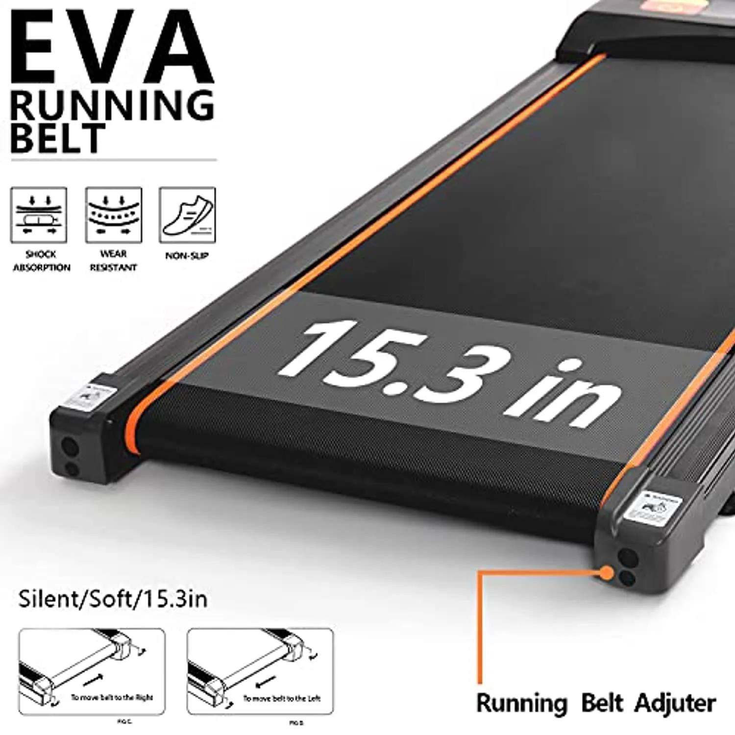 TODO Under Desk Treadmill Electric Portable Walkstation Installation Free, Slim Flat with Remote Control and LED Display, Walking Jogging for Home Office Use
