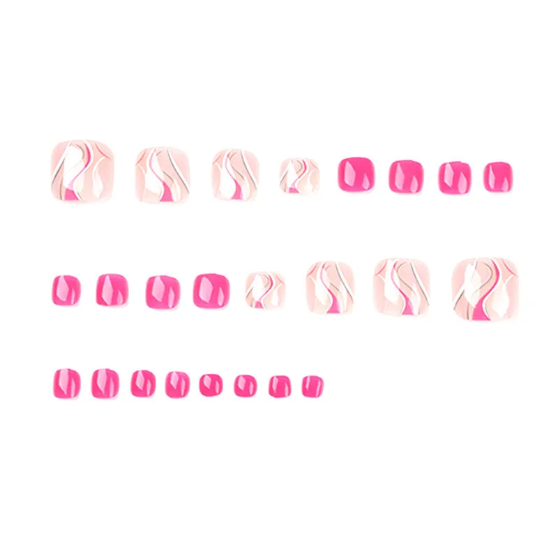Toe nail hotpink waves