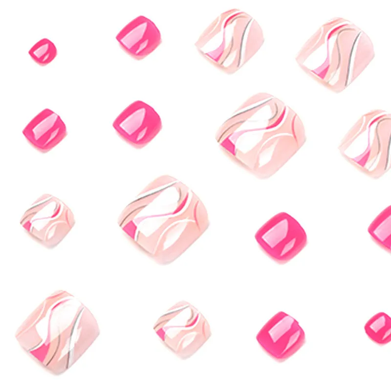 Toe nail hotpink waves