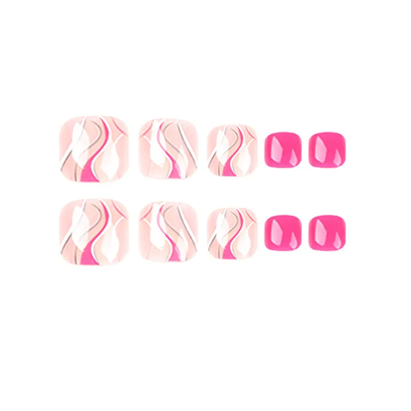 Toe nail hotpink waves