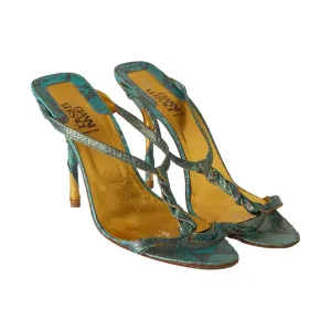 Versace Blue Snakeskin Strap Heels