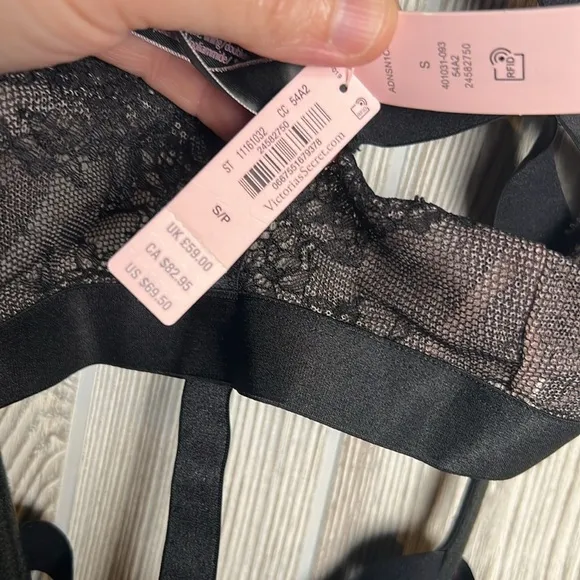 Victoria's Secret Black Strappy High Neck Teddy Lingerie Size Small NWT