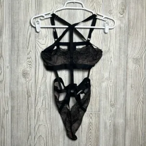 Victoria's Secret Black Strappy High Neck Teddy Lingerie Size Small NWT