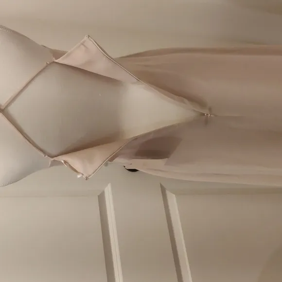 WAYF The Wesley Cowl Neck Chiffon Gown in Champagne sz Small