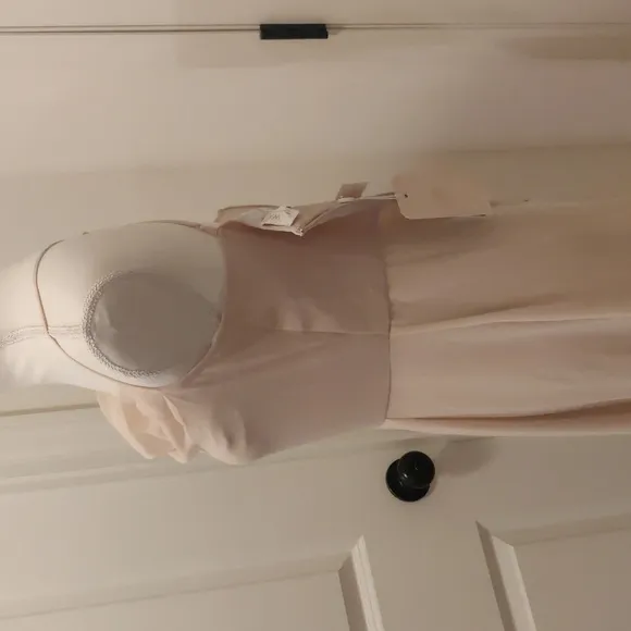 WAYF The Wesley Cowl Neck Chiffon Gown in Champagne sz Small