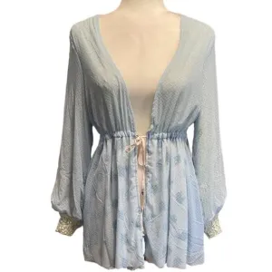 We are HAH Make It A Double French Blue Reversible Robe Size Small NWT