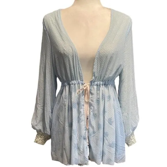We are HAH Make It A Double French Blue Reversible Robe Size Small NWT