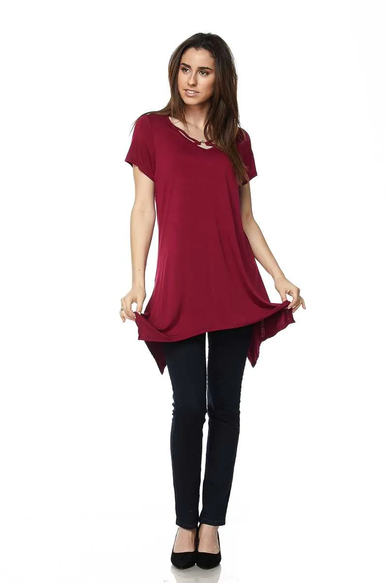 Wine Strappy Tunic Top
