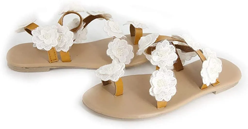 Winsummer Women Leatherette Rhinestone Toe Ring Slingback Dressy Sandal Strappy Flat Gladiator Sandals Roman Shoes