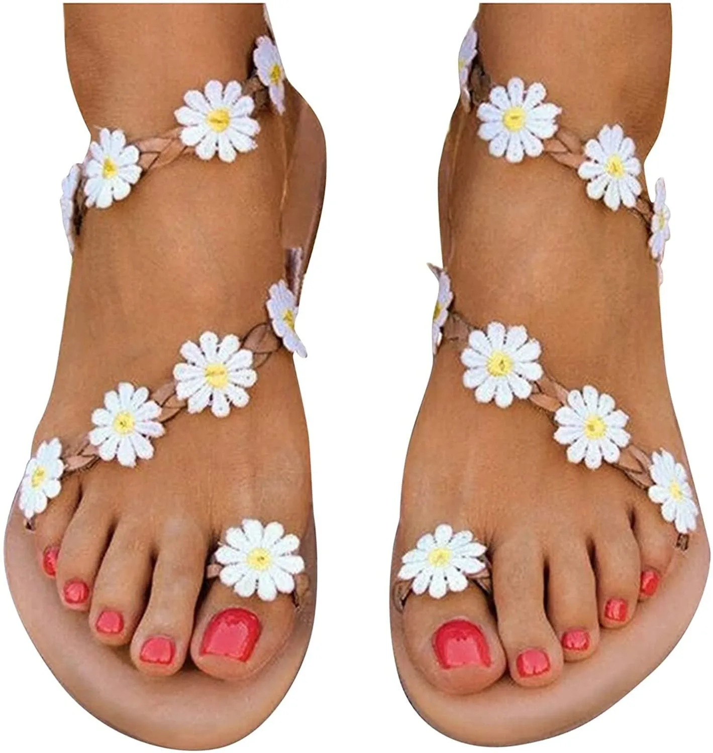 Winsummer Women Leatherette Rhinestone Toe Ring Slingback Dressy Sandal Strappy Flat Gladiator Sandals Roman Shoes