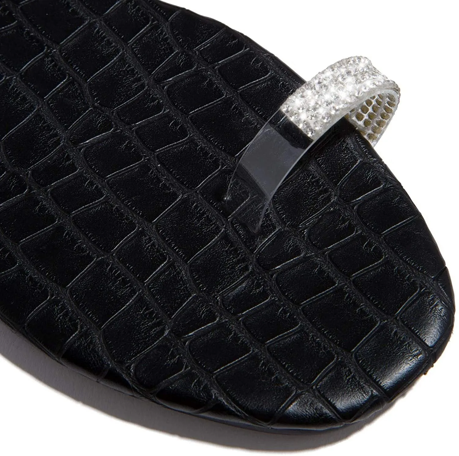 Winsummer Women Leatherette Rhinestone Toe Ring Slingback Dressy Sandal Strappy Flat Gladiator Sandals Roman Shoes
