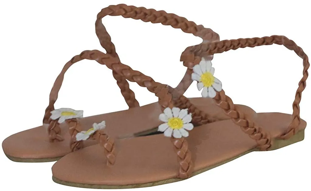 Winsummer Women Leatherette Rhinestone Toe Ring Slingback Dressy Sandal Strappy Flat Gladiator Sandals Roman Shoes