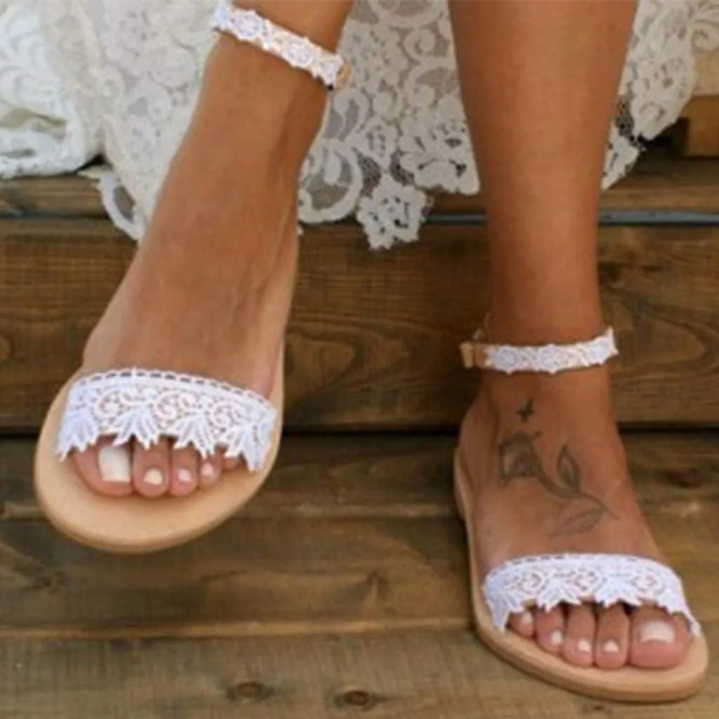 Winsummer Women Leatherette Rhinestone Toe Ring Slingback Dressy Sandal Strappy Flat Gladiator Sandals Roman Shoes
