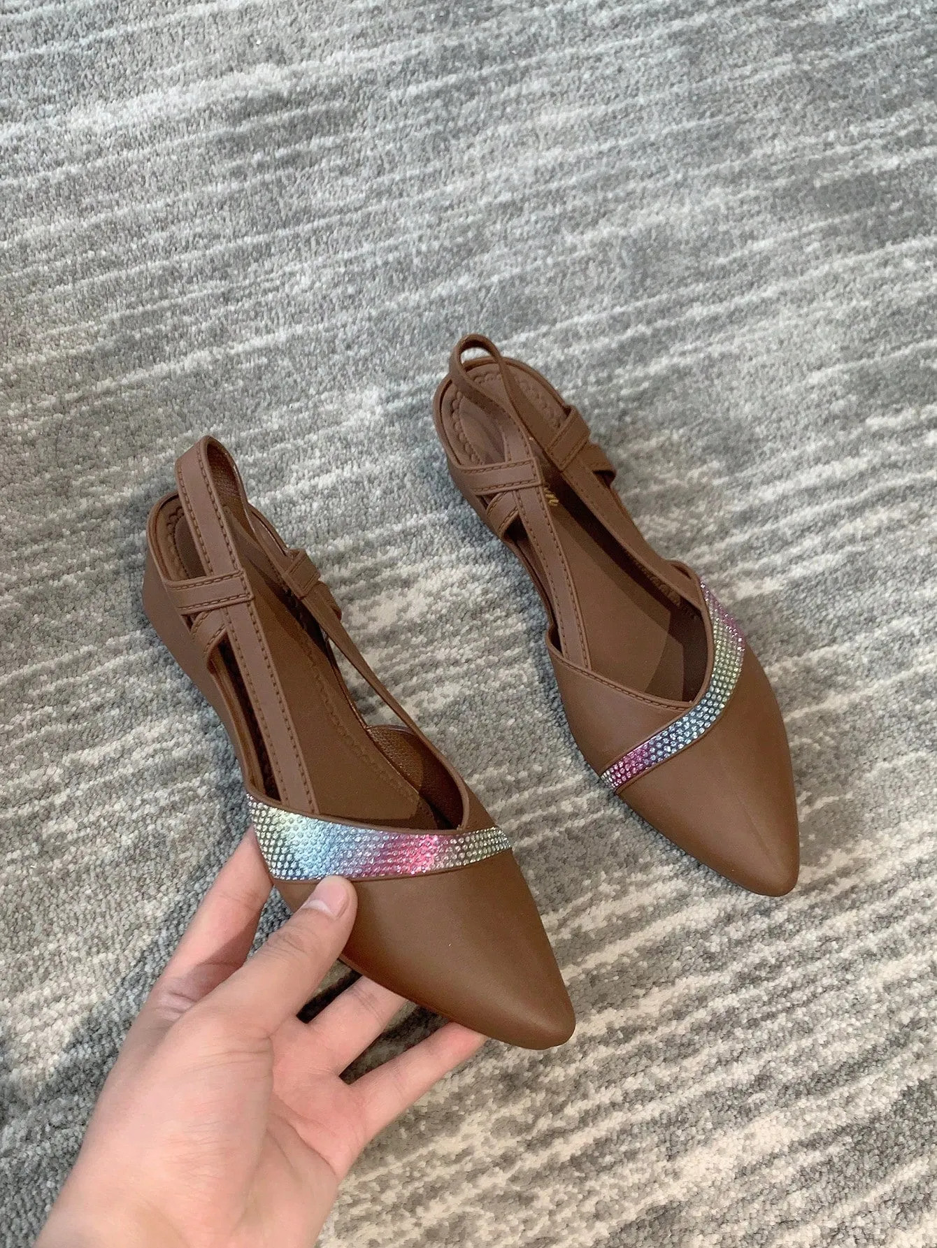 Women Point Toe Slingback Sandals, Elegant Low Heel Court Wedges