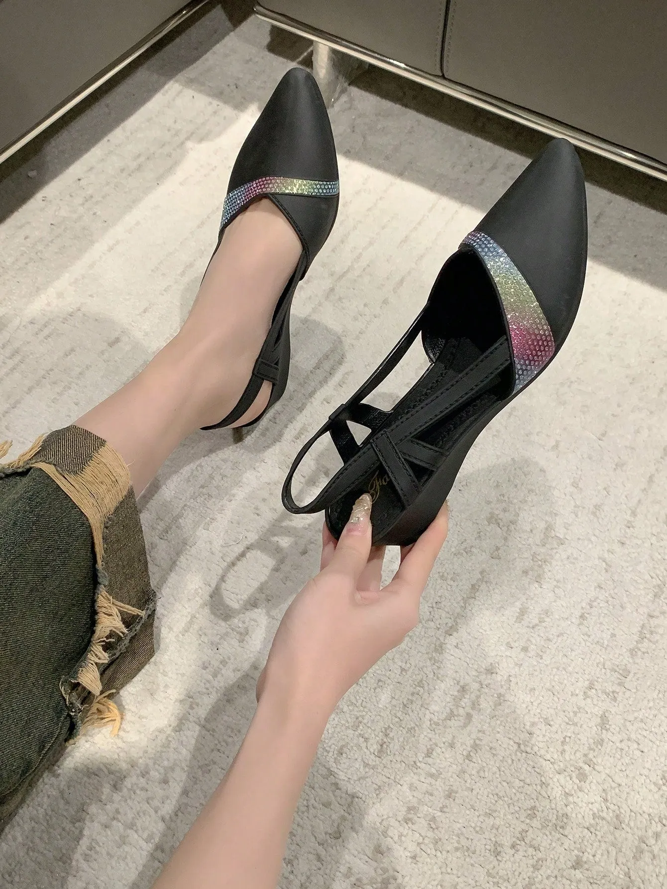 Women Point Toe Slingback Sandals, Elegant Low Heel Court Wedges