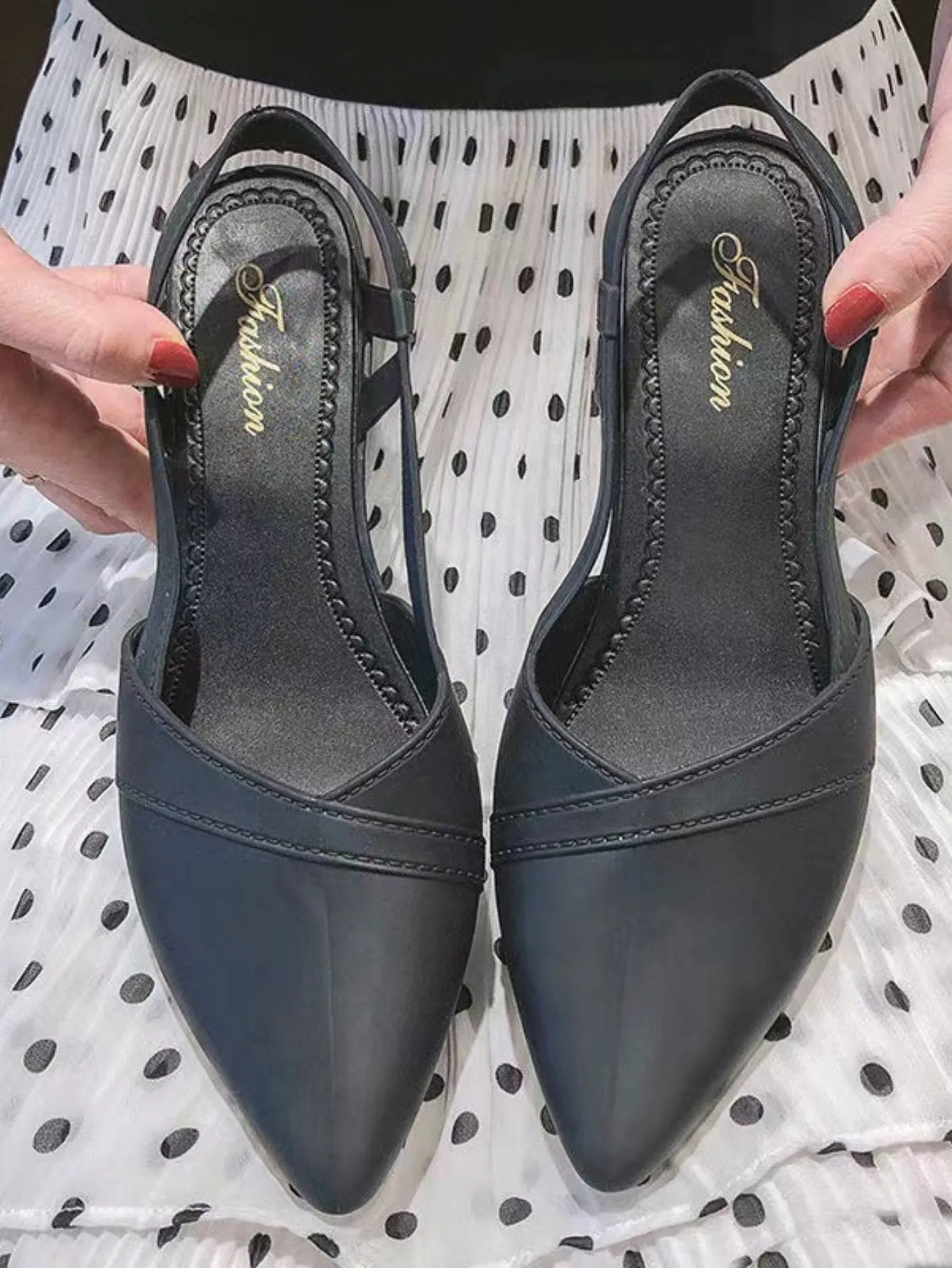 Women Point Toe Slingback Sandals, Elegant Low Heel Court Wedges