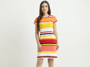 Women Striped Round Neck Dress