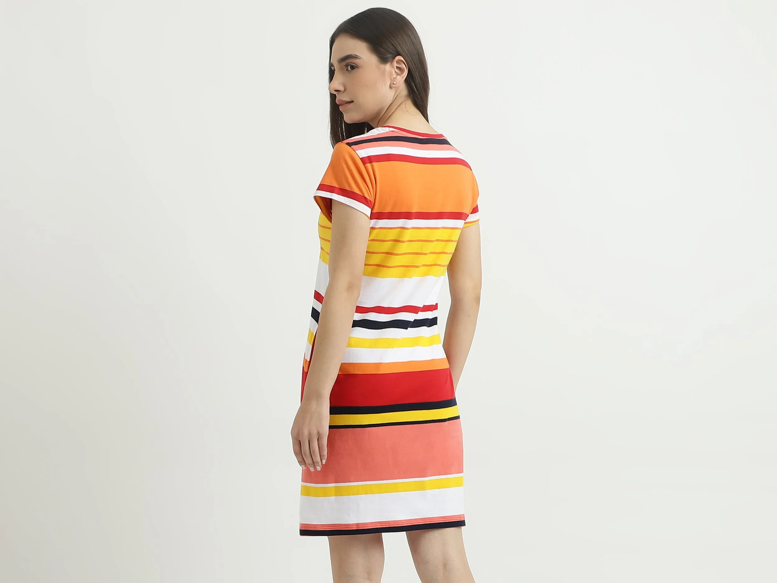 Women Striped Round Neck Dress