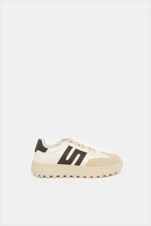 Women White Lace Up Sneakers