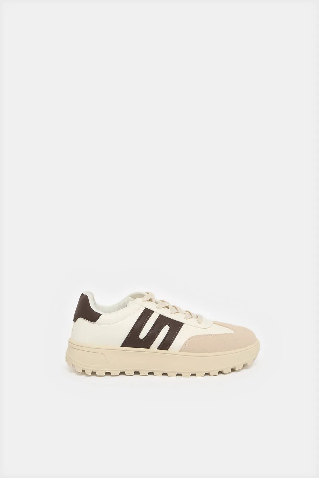 Women White Lace Up Sneakers