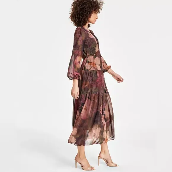 Women's V-Neck Long-Sleeve Maxi Dress NEW WITH TAGS