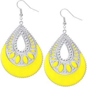 Yellow Open Teardrop Earrings
