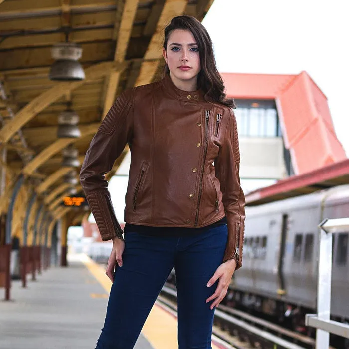 Zena - Women's Fashion Lambskin Leather Jacket (Whiskey)